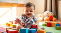 encourage baby block stacking
