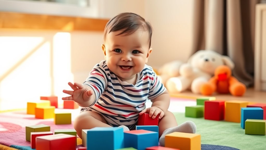 encourage baby block stacking