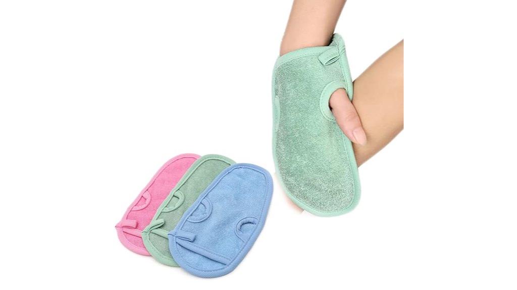 exfoliating shower mittens set
