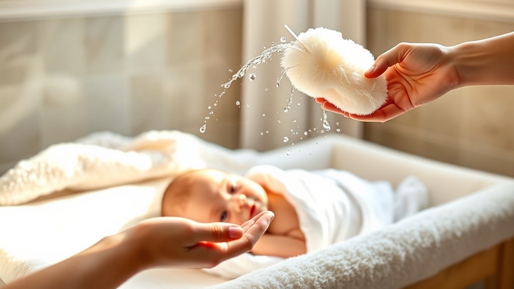 gentle cleansing with sponge