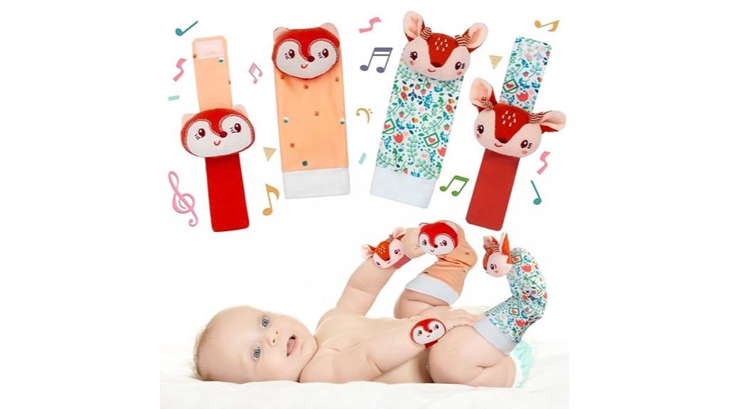 infant animal rattles set
