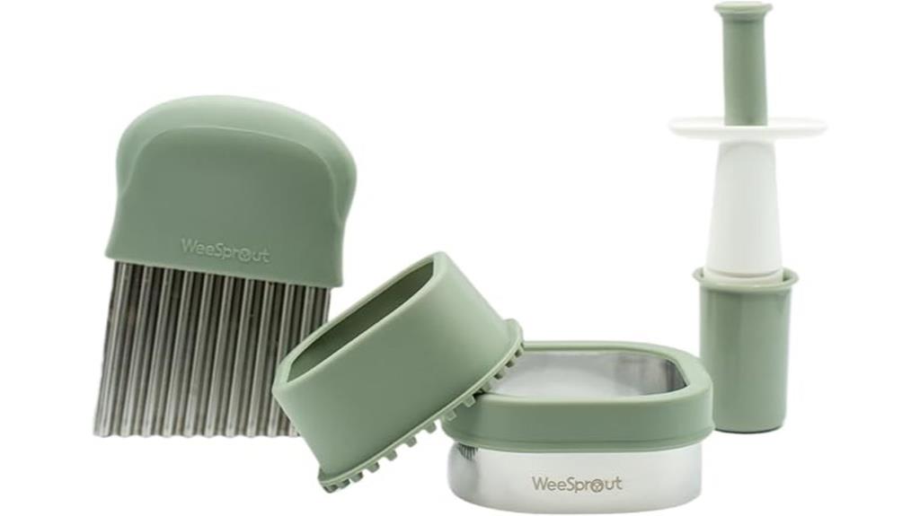 matte green weaning tools