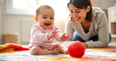 teach baby ball rolling