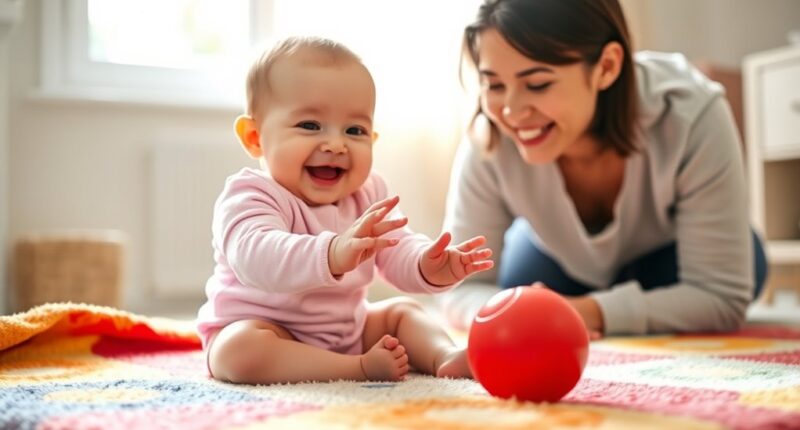 teach baby ball rolling