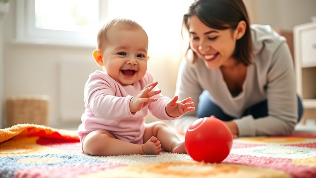 teach baby ball rolling