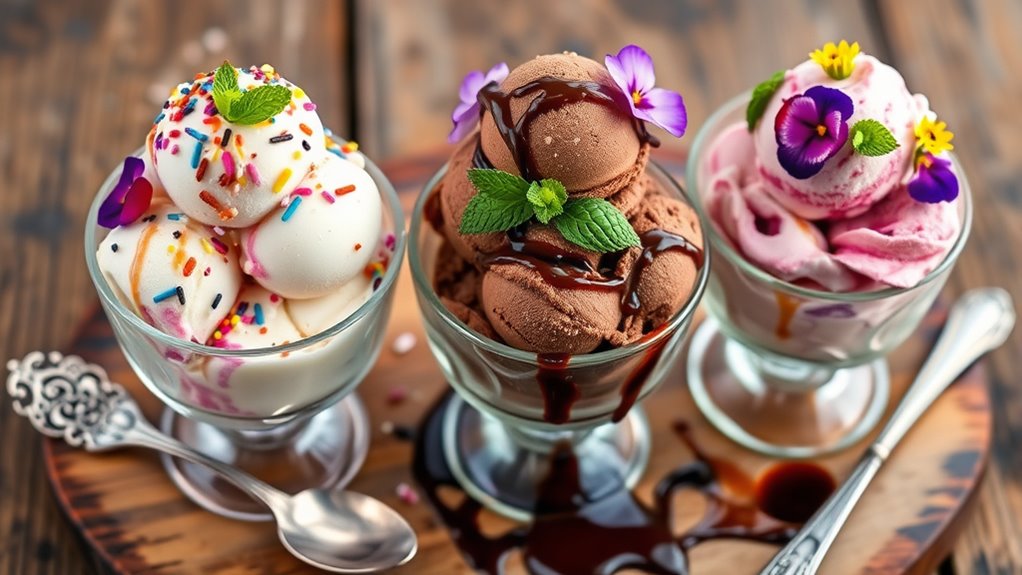creative ice cream garnishing