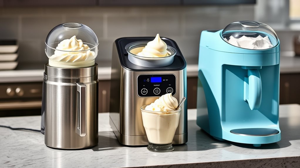 variety of ice cream machines