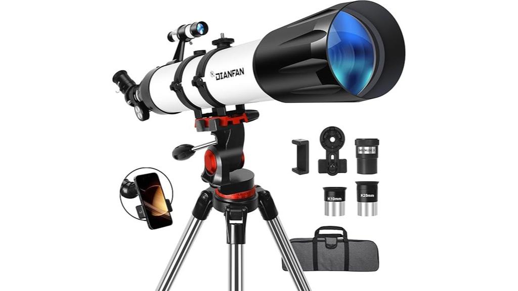 90mm aperture refractor telescope