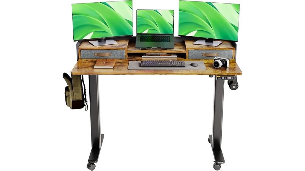 adjustable desk with storage