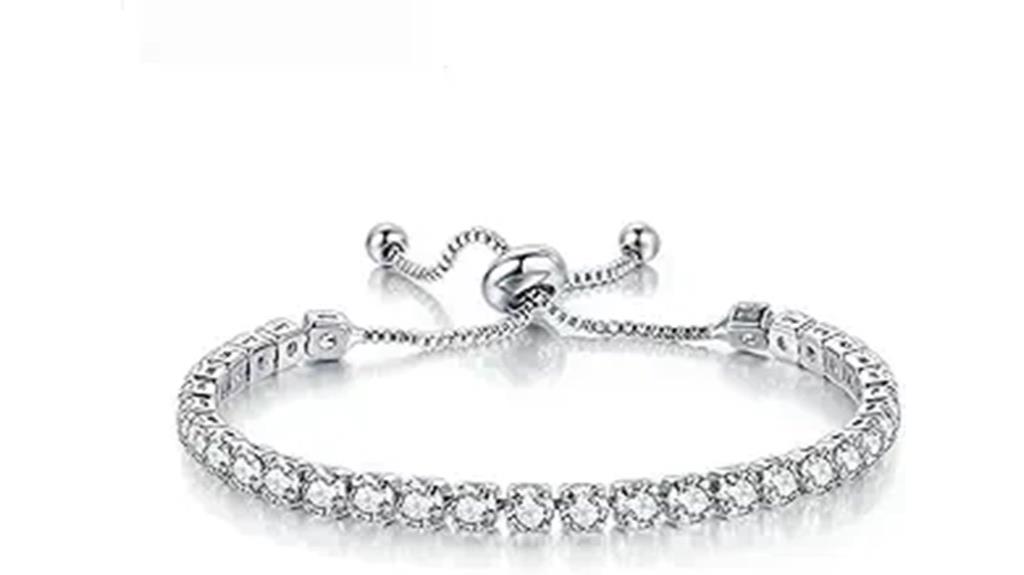 adjustable silver tennis bracelet