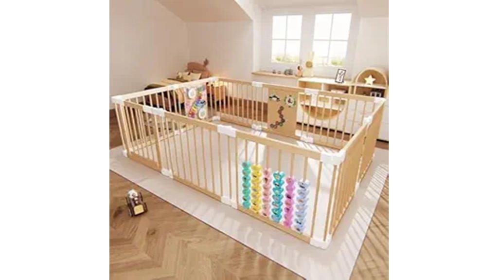 adjustable wooden baby playpen