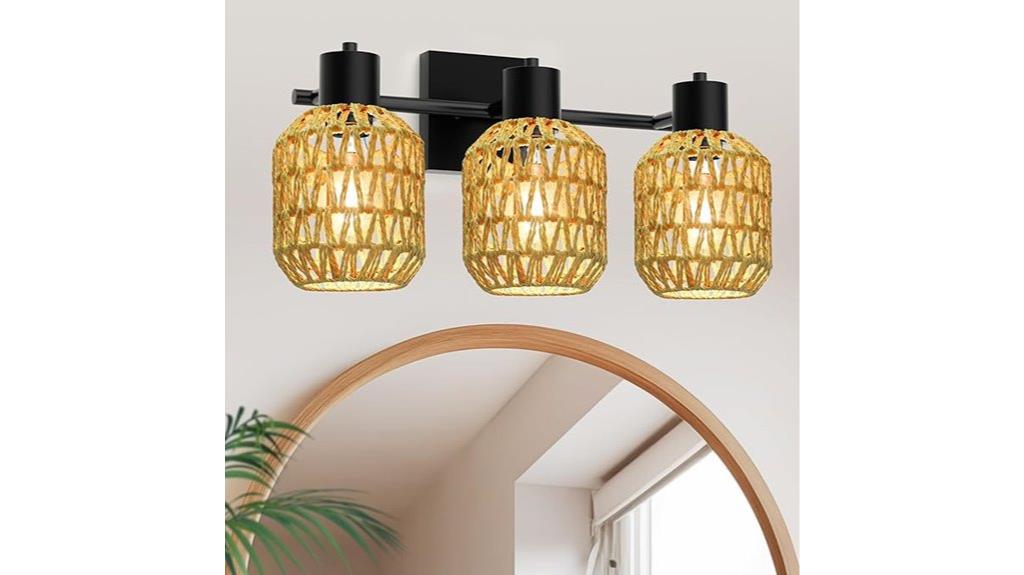 adjustable woven lampshade vanity