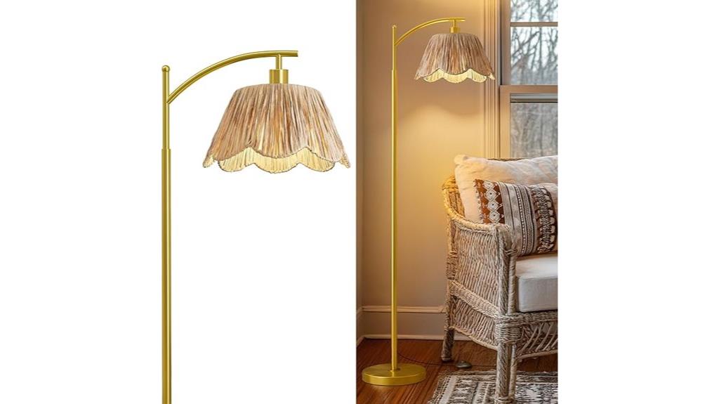 arc floor lamp with rattan