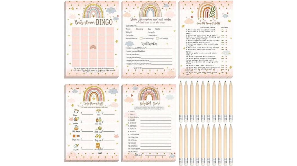 baby shower game cards