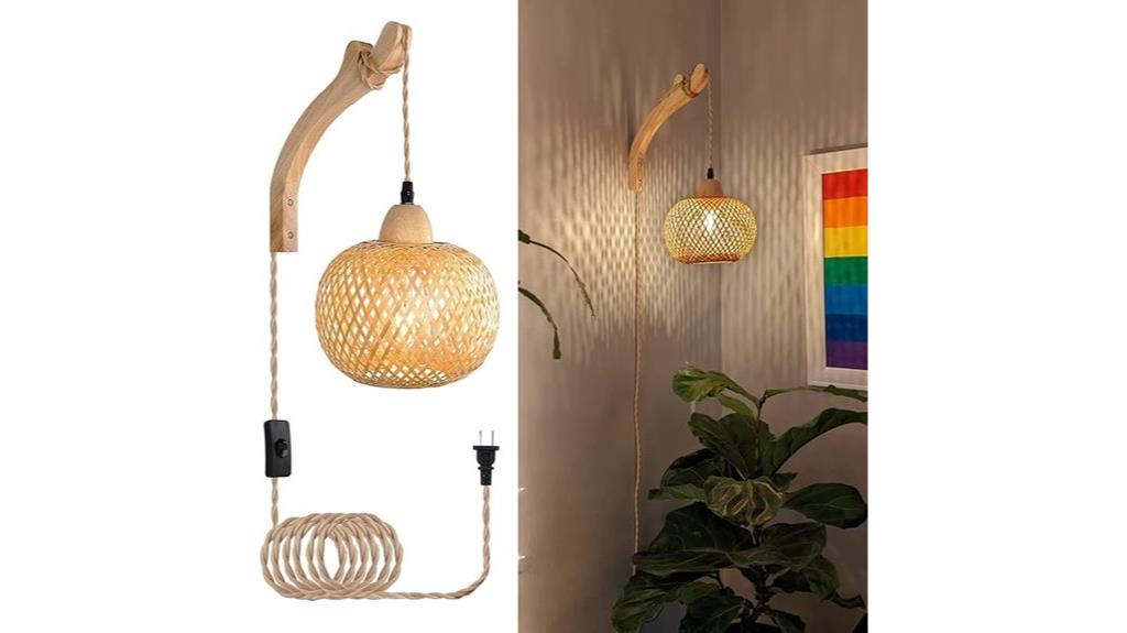 bamboo wicker wall sconce