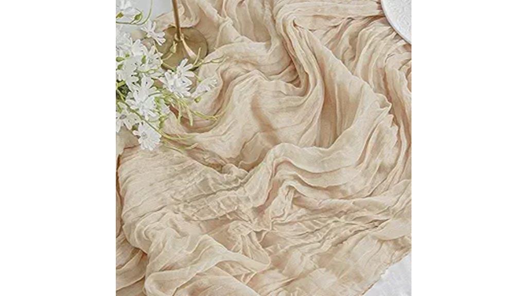 beige cheesecloth table runner