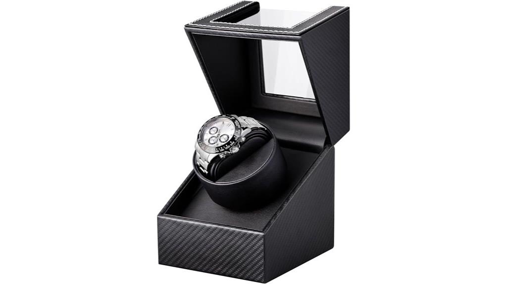black leather watch winder