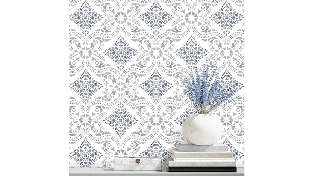 blue boho bathroom wallpaper