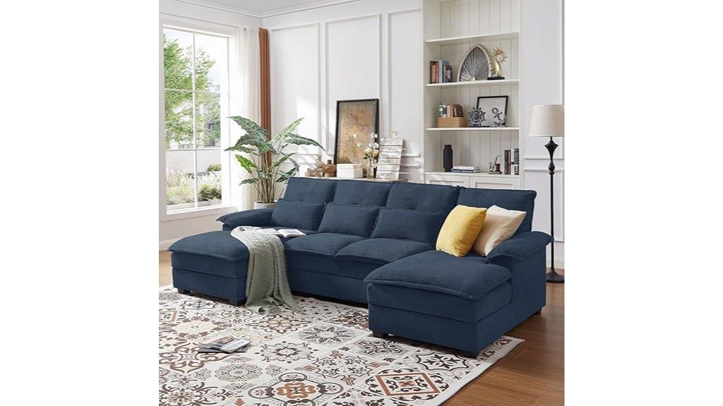 blue u shaped convertible couch