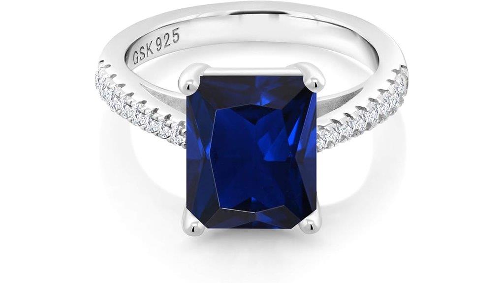 blue white sapphire ring