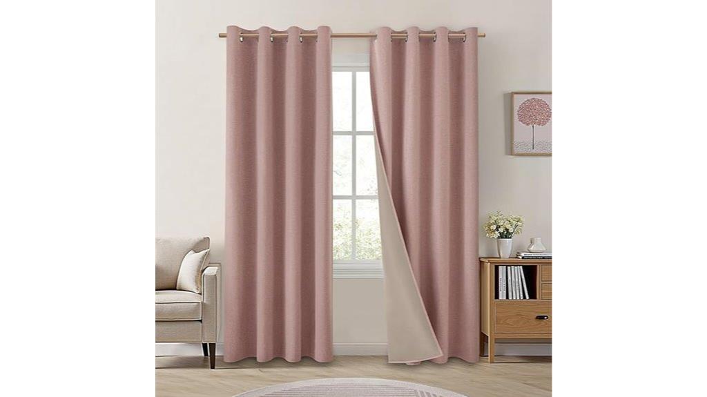 blush pink linen drapes