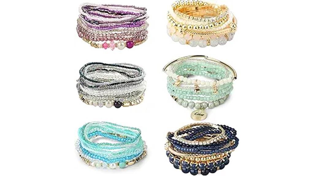bohemian beaded bracelets set