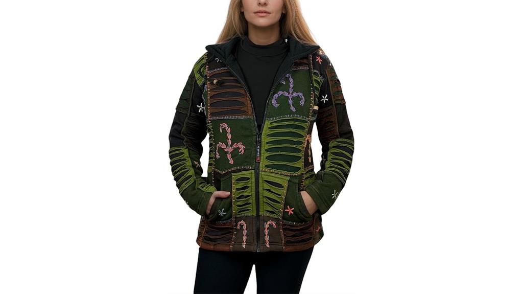 bohemian patchwork fleece hoodie