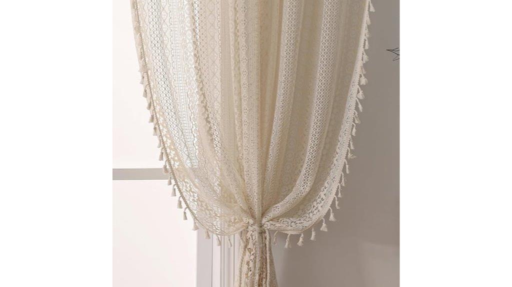 boho beige lace curtains