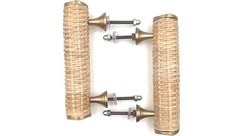boho brass rattan handles