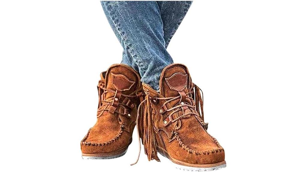 boho fringed ankle booties