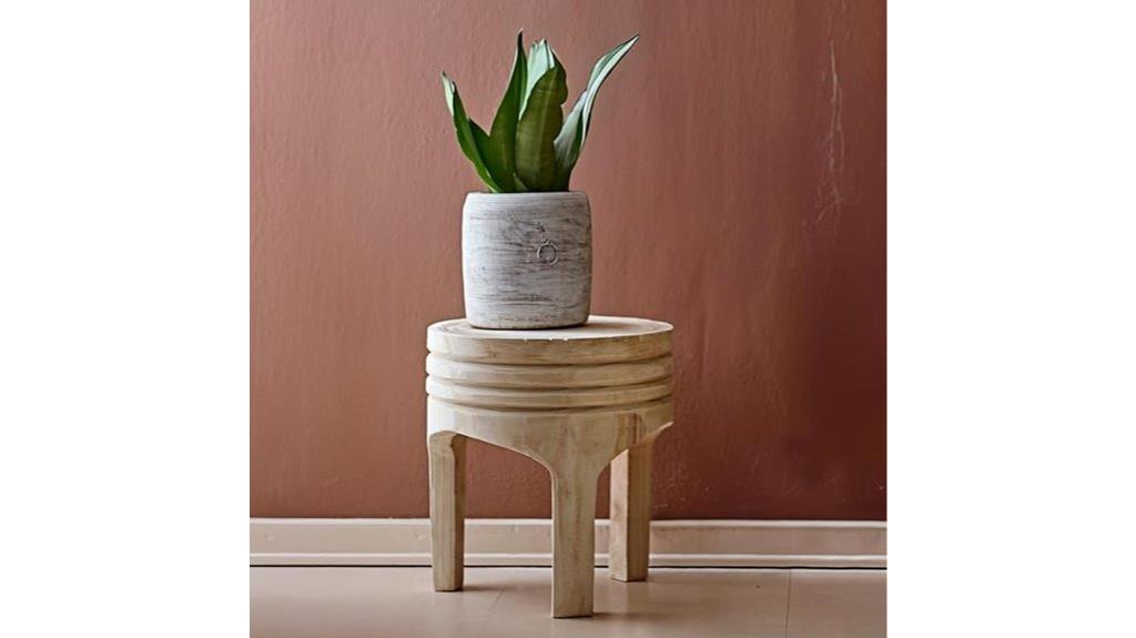 boho hand carved wooden stool