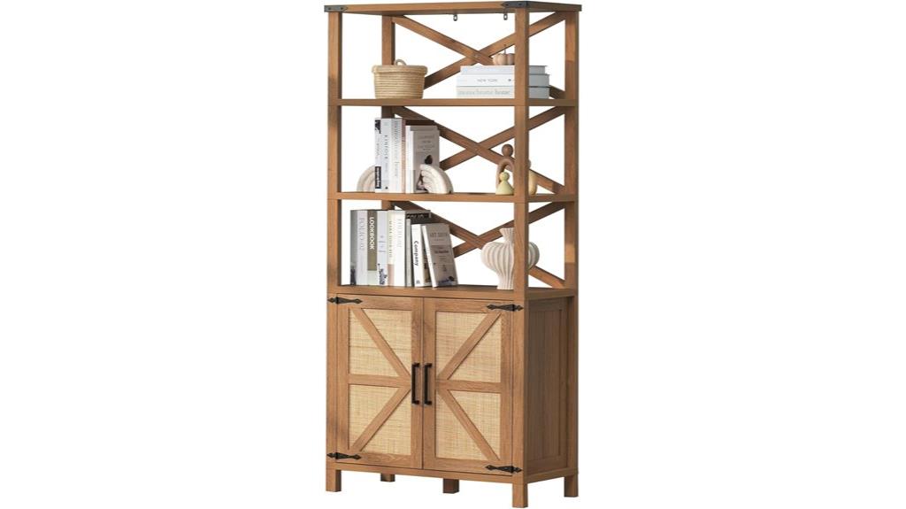 boho rattan bookshelf doors