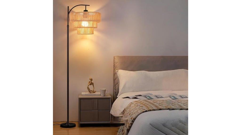 boho rattan floor lamp