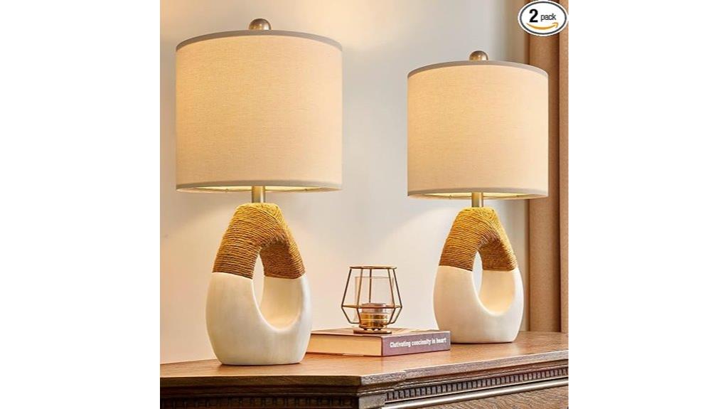 boho rattan lamp set