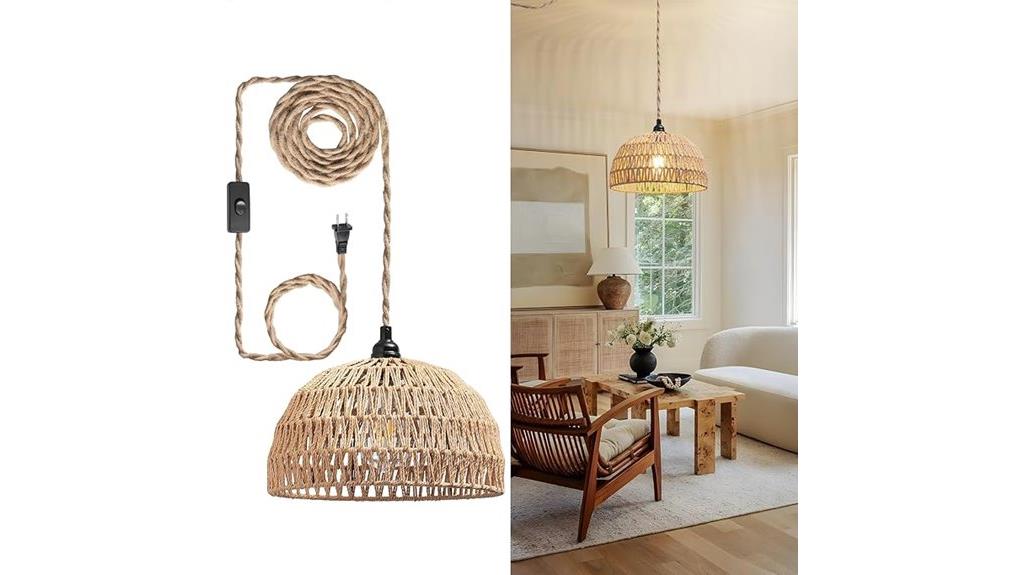 boho rattan pendant lamp