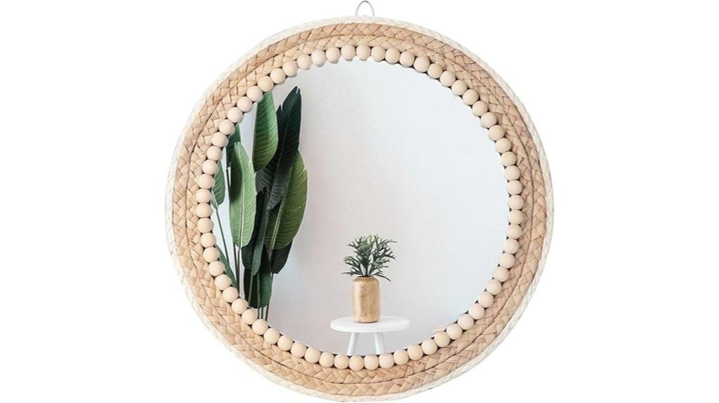 boho rattan wall mirror