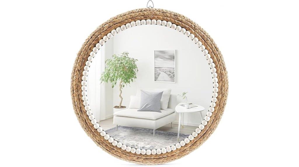 boho rattan wall mirror