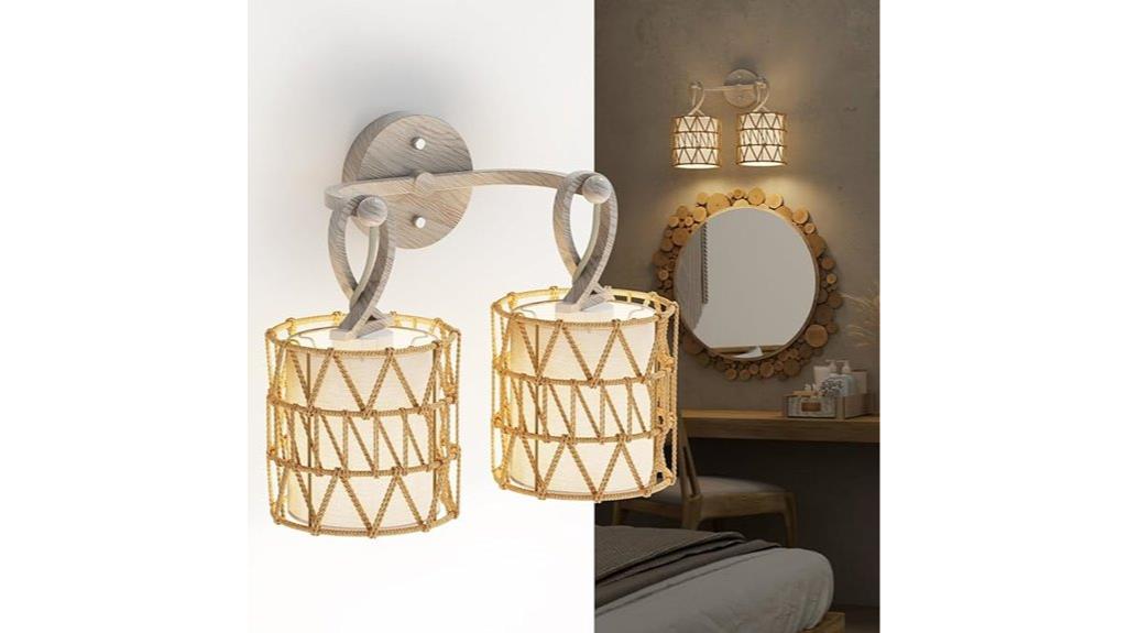 boho rattan wall sconce