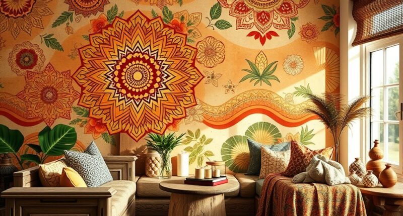 boho wall mural ideas