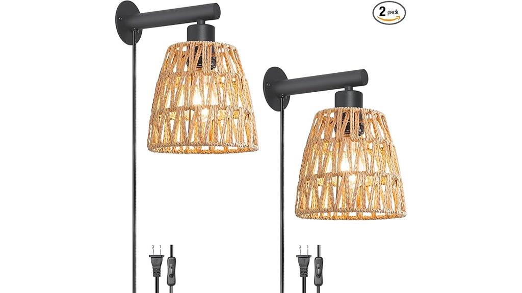 boho wall sconce pair