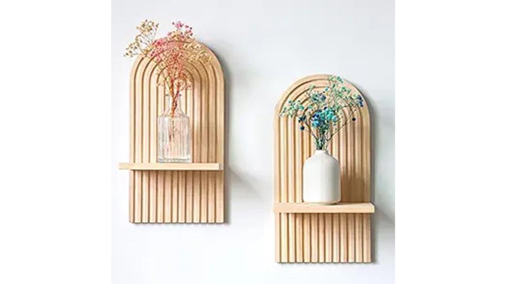 boho wooden rainbow shelves
