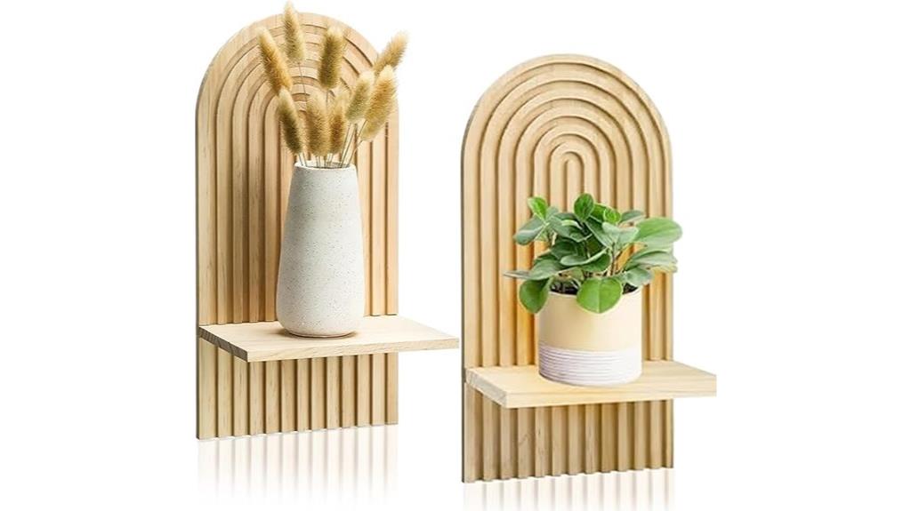 boho wooden wall shelves