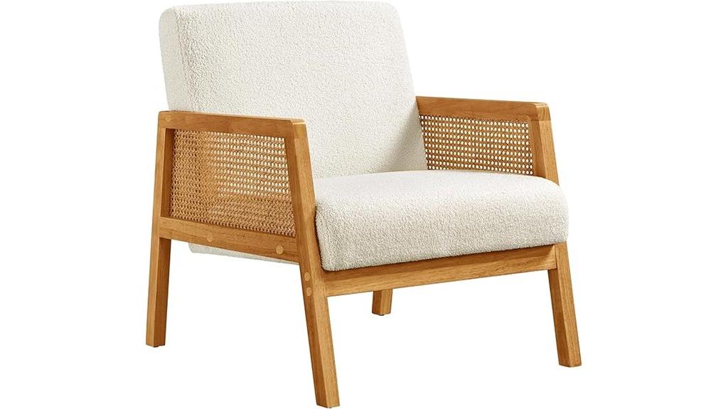 boucle fabric rattan chair