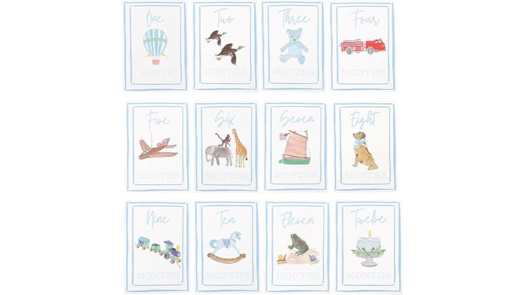 boy themed watercolor milestone cards