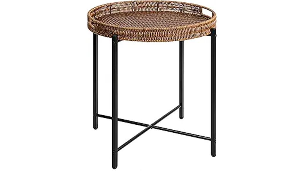brown rattan round table