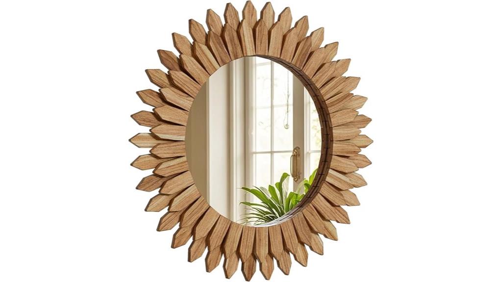 brown rustic sunburst mirror