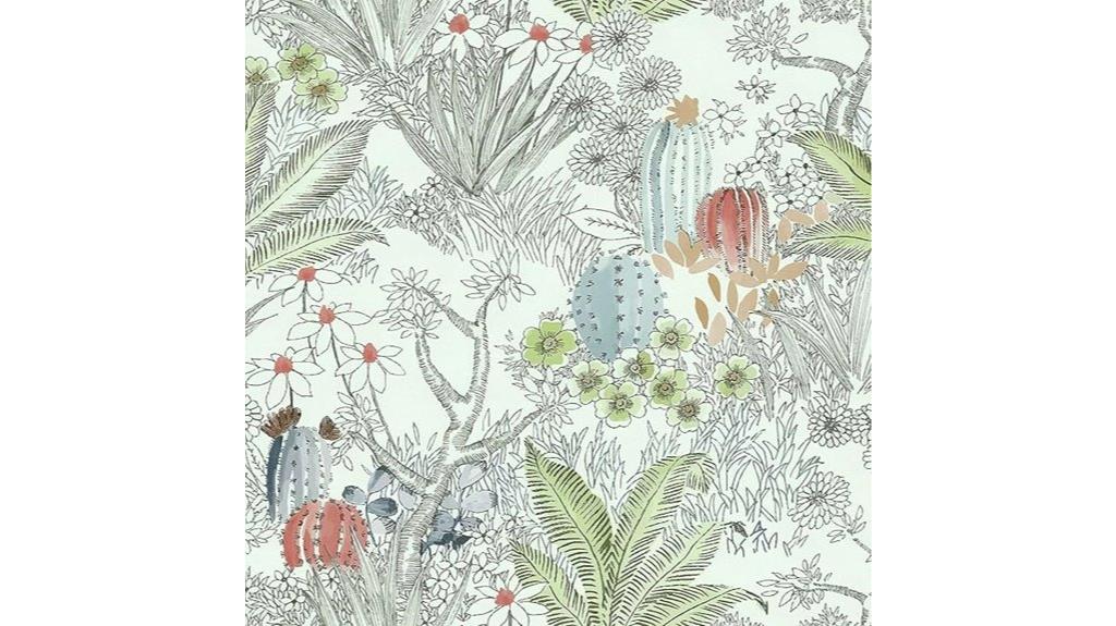 cactus themed peel wallpaper