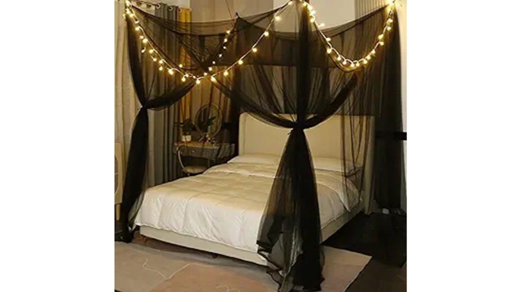 canopy bed curtains with lights