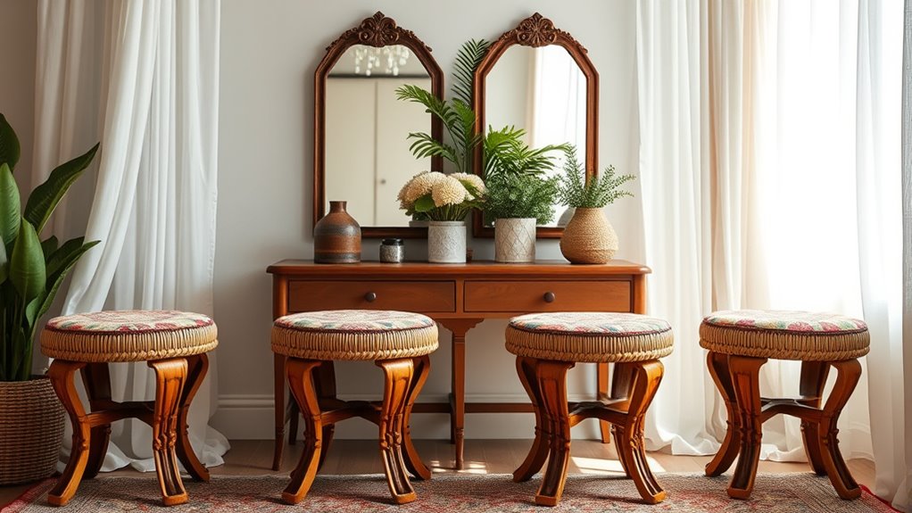 charming boho vanity stools