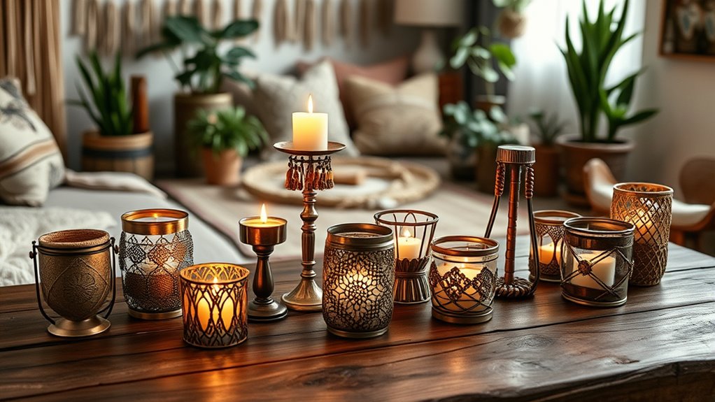 chic boho candle decor